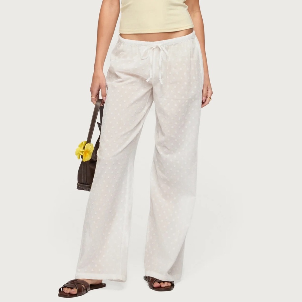 Edikted Embroidered Polka Dot Sheer Cotton Pants